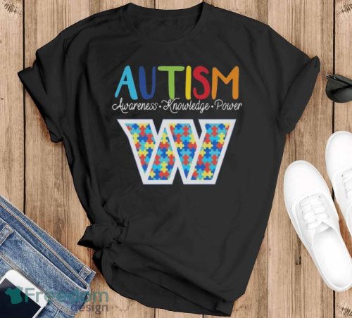 Washington Commanders Autism Awareness Knowledge Power T-Shirt - Black T-Shirt