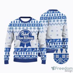 Xmas Pabst Blue Ribbon Beer AOP Ugly Christmas Sweater Christtmas Holiday Gift Gift