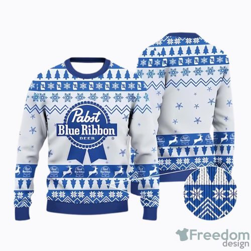 Xmas Pabst Blue Ribbon Beer AOP Ugly Christmas Sweater Christtmas Holiday Gift Gift Product Photo 1