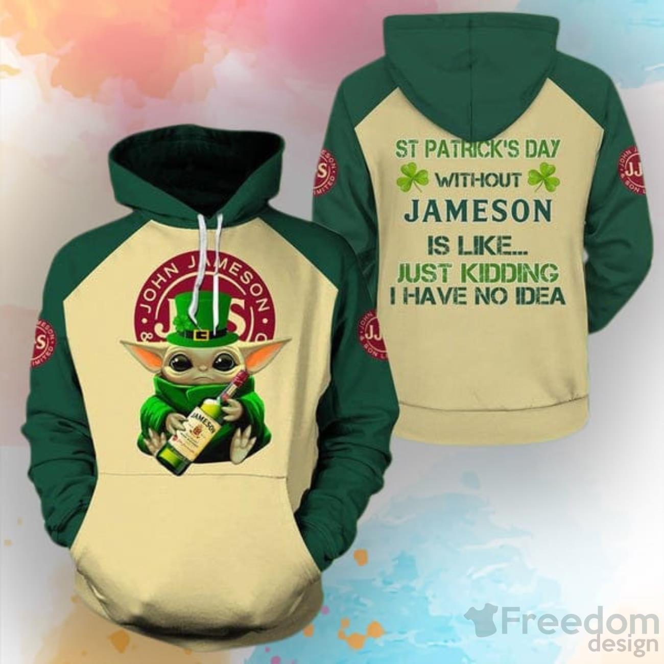 Yoda Jameson St Patrick Day 3D Hoodie image Yoda Jameson St Patrick Day 3D Hoodie Product Photo 1