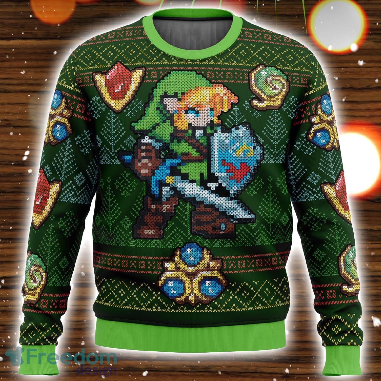 Zelda Link Green 3D Ugly Christmas Sweater Christmas Holiday Gift image Zelda Link Green 3D Ugly Christmas Sweater Christmas Holiday Gift Product Photo 1