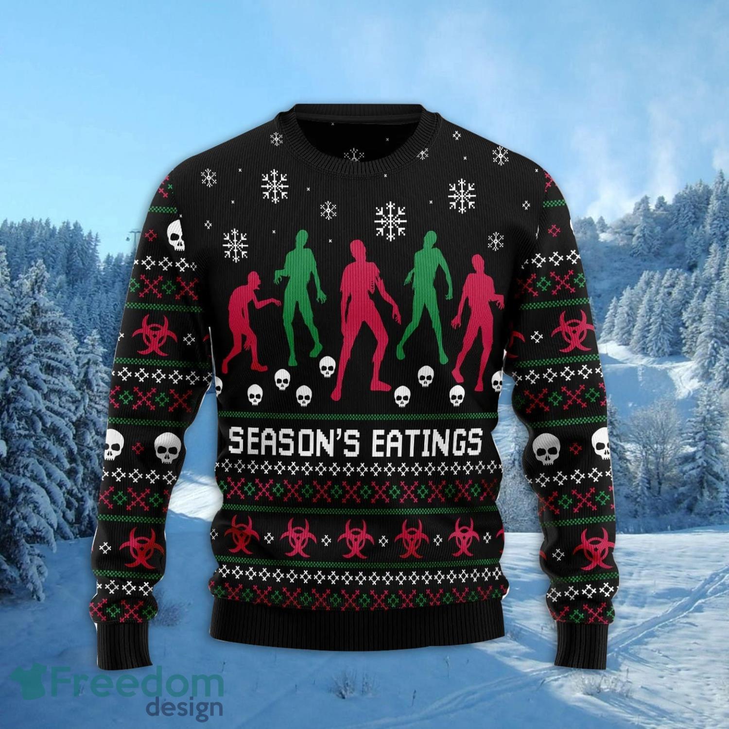 Zoombie Season Eatings Family Gift Ugly Christmas Sweater image Zoombie Season Eatings Family Gift Ugly Christmas Sweater Product Photo 2