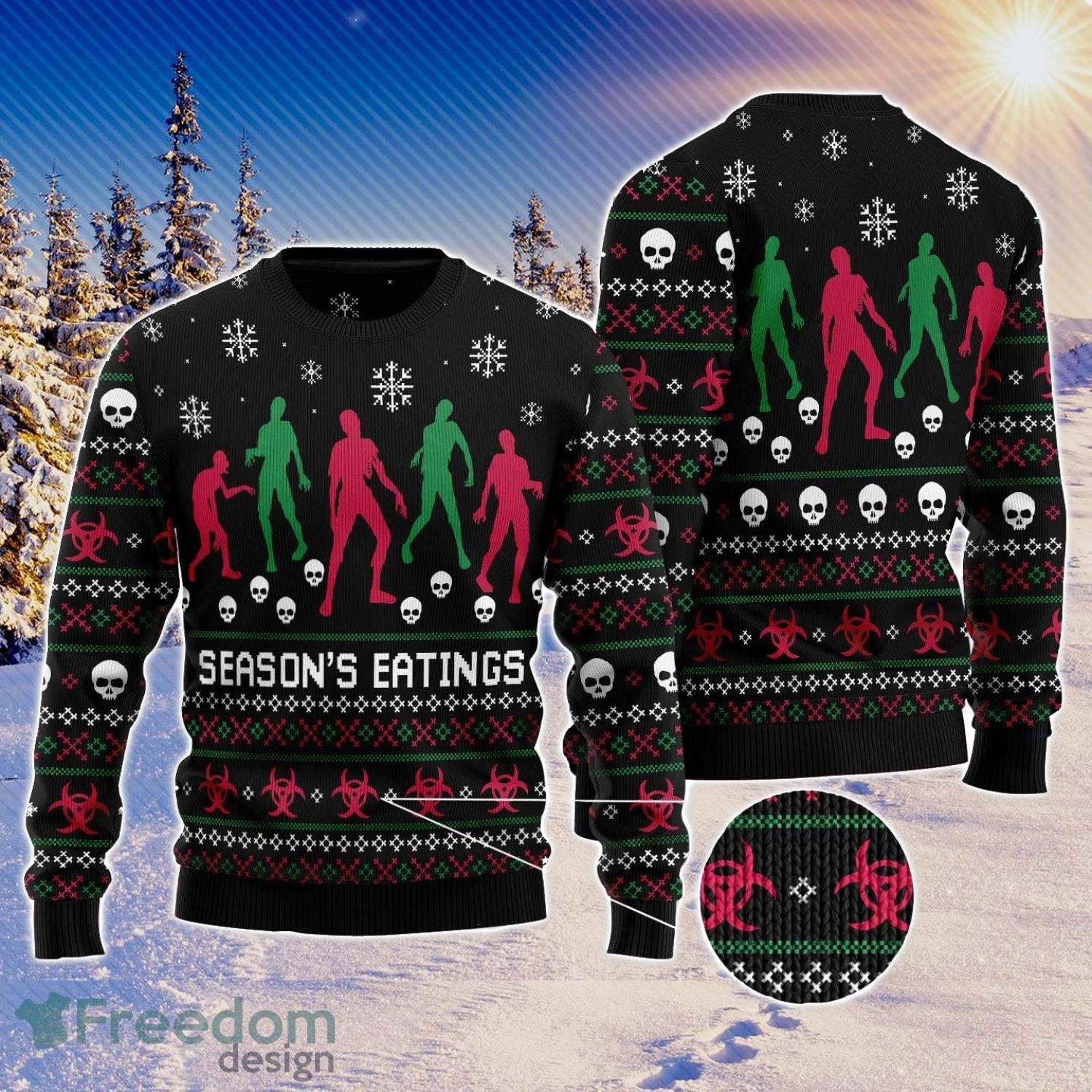 Zoombie Season Eatings Family Gift Ugly Christmas Sweater image Zoombie Season Eatings Family Gift Ugly Christmas Sweater Product Photo 1
