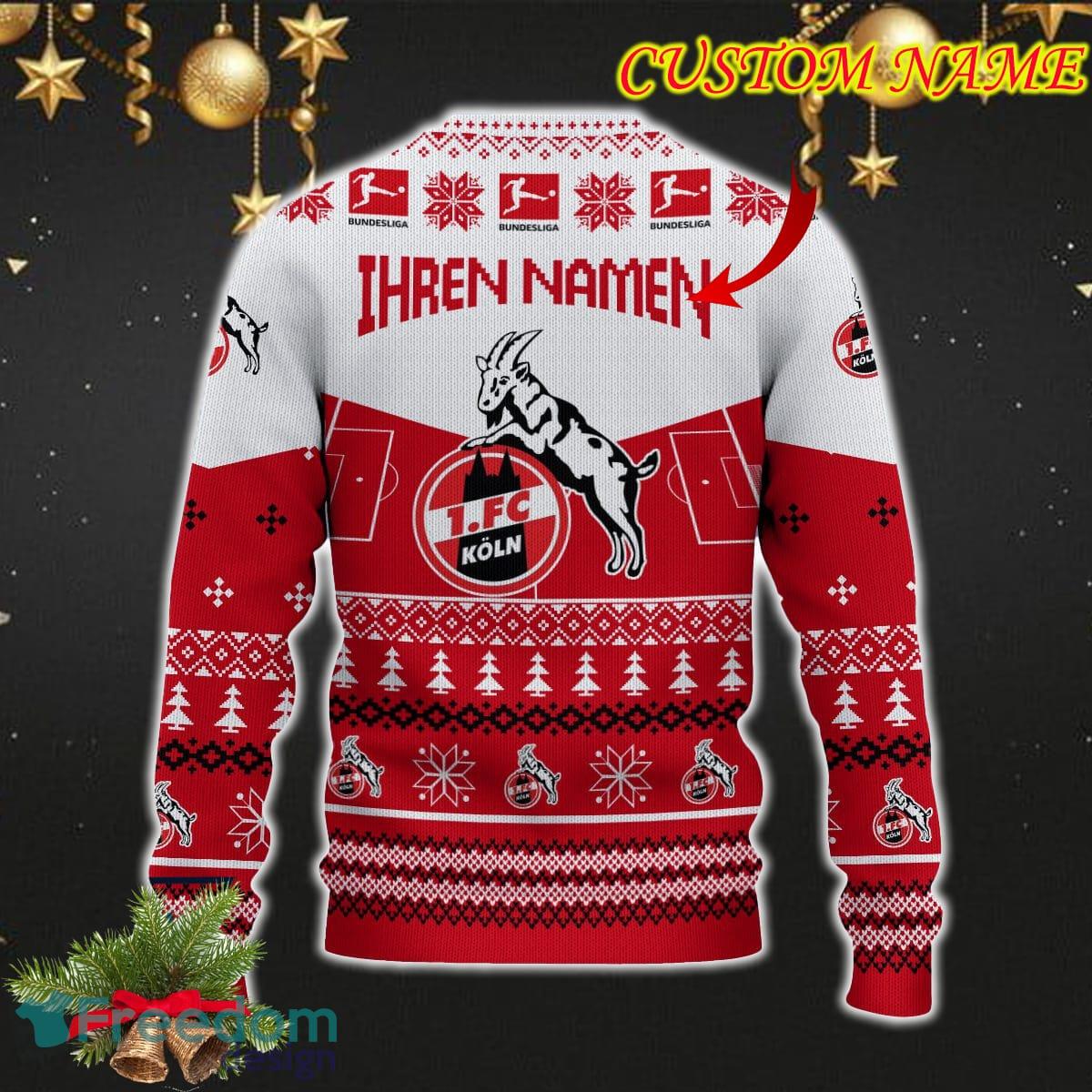 1 FC Koln Snowflakes Tree Custom Name Ugly Christmas Sweater New For Fans Gift Holidays Christmas image 1 FC Koln Snowflakes Tree Custom Name Ugly Christmas Sweater New For Fans Gift Holidays Christmas - 1 FC Koln 3D Sweater Christmas Photo 3