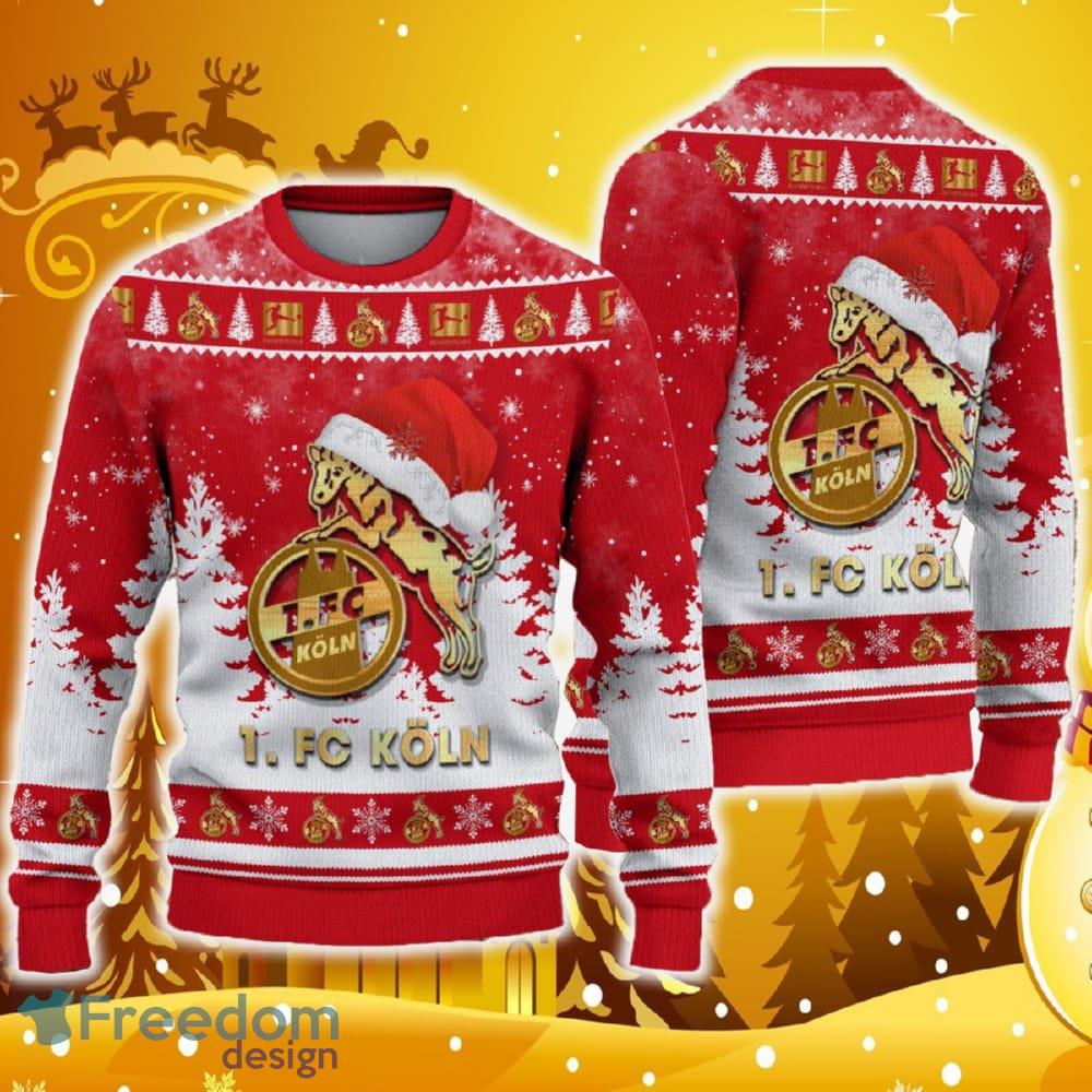 1 FC Koln Ugly Christmas Sweater Santa Hat Logo Tree Gift For Men And Women image 1 FC Koln Ugly Christmas Sweater Santa Hat Logo Tree Gift For Men And Women - 1 FC Koln Ugly Christmas Sweater Santa Hat Logo Tree Gift For Men And Women