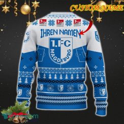 1 FC Magdeburg Snowflakes Tree Custom Name Ugly Christmas Sweater New For Fans Gift Holidays Christmas - 1 FC Magdeburg 3D Sweater Christmas Photo 3
