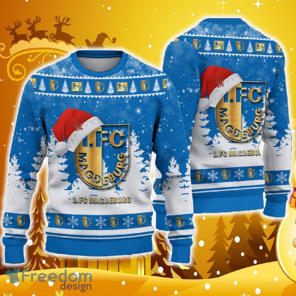 1 FC Magdeburg Ugly Christmas Sweater Santa Hat Logo Tree Gift For Men And Women image 1 FC Magdeburg Ugly Christmas Sweater Santa Hat Logo Tree Gift For Men And Women - 1 FC Magdeburg Ugly Christmas Sweater Santa Hat Logo Tree Gift For Men And Women