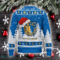 1 FC Magdeburg Ugly Christmas Sweater Santa Hat Logo Trending Christmas Gift For Fans - 1 FC Magdeburg Ugly Christmas Sweater_3
