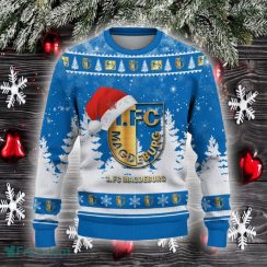 1 FC Magdeburg Ugly Christmas Sweater Santa Hat Logo Trending Christmas Gift For Fans