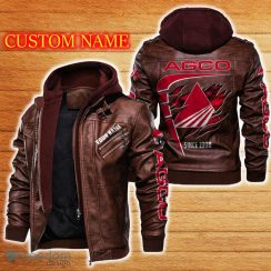 AGCO Allis Leather Jacket Car Logo Trending Gift For Men And Women Fans Christmas Custom Name - AGCO Allis Leather Jacket Car For Fans_2