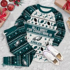 All I Want For Christmas Is Philadelphia Eagles Christmas Pyjamas Set Long Sleeve Gift Family - All I Want For Christmas Is Philadelphia Eagles Christmas Pyjamas Set Long Sleeve Gift Family Photo 2
