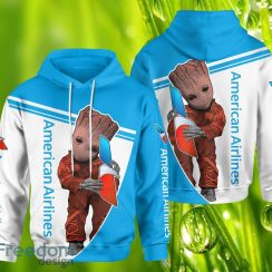 American Airlines Blue And White Logo Baby Groot Hoodie 3D All Over PrintGift For Men And Women
