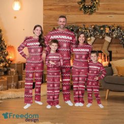Arkansas Razorbacks Ncaa Ugly Pattern Family Holiday Pajamas Fun Christmas Gifts For The Family