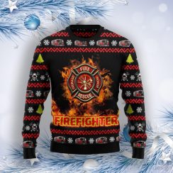 Awesome Firefighter Ugly Christmas Sweater Product Photo 1