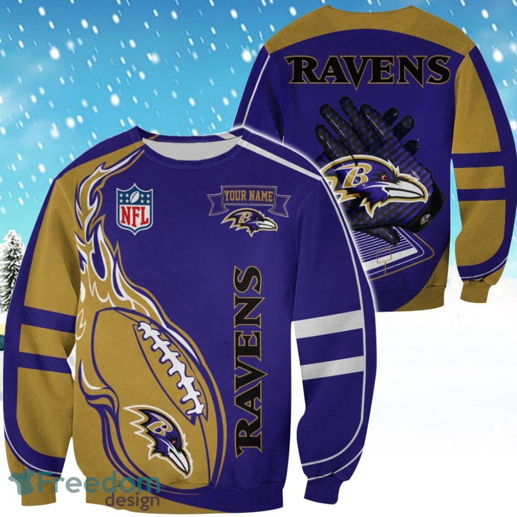 Baltimore Ravens Custom Name Christmas Ugly Sweater Sweatshirt Sport For Fans image Baltimore Ravens Custom Name Christmas Ugly Sweater Sweatshirt Sport For Fans Product Photo 1