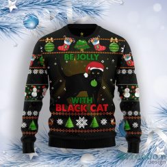 Black Cat Be Jolly Ugly Christmas Sweater Product Photo 1