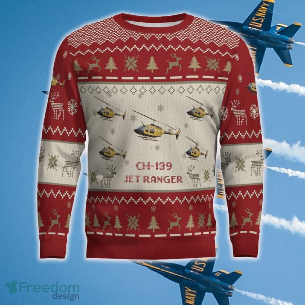 CH 139 Jet Ranger CH139 Aircraft Red Ugly Christmas 3D Sweater New Gift Holidays - CH-139 Jet Ranger CH139_Aircraft Ugly Sweater Red_2