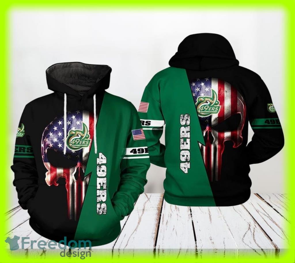 Charlotte 49ers NCAA US Flag Skull Hoodie 3D All Over Print Gift For Men And Women Product Photo 1