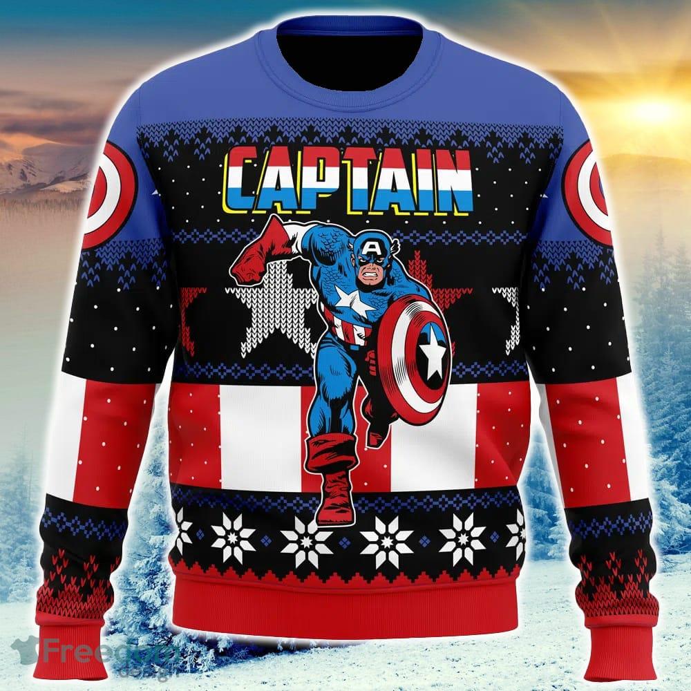 Christmas Captain America Marvel Comics Ugly Christmas Sweater Funny Trending Gift Fans Holidays - Christmas Captain America Marvel Comics Ugly Christmas Sweater_1