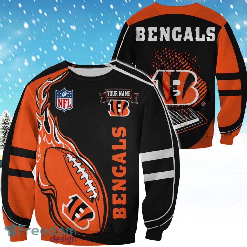 Cincinnati Bengals Custom Name Christmas Ugly Sweater Sweatshirt Sport For Fans image Cincinnati Bengals Custom Name Christmas Ugly Sweater Sweatshirt Sport For Fans Product Photo 1