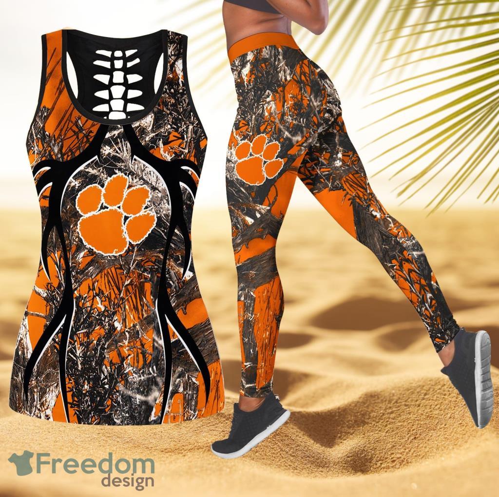 Clemson Tigers NCAA Personalized Combo Hollow Tanktop And Leggings Gift For Women image Clemson Tigers NCAA Personalized Combo Hollow Tanktop And Leggings Gift For Women Product Photo 1