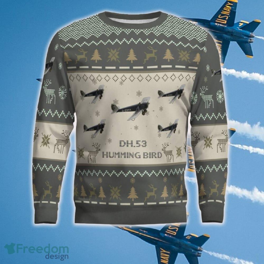 de Havilland DH.53 Humming Bird DH53 Aircraft Ugly Christmas 3D Sweater New Gift For Fans - de Havilland DH.53 Humming Bird DH53_Aircraft Ugly Sweater_2