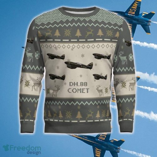 De Havilland DH.88 Comet DH88 Aircraft Knitted Christmas Sweater New Gift For Men And Women - De Havilland DH.88 Comet DH88_Aircraft Ugly Sweater_2