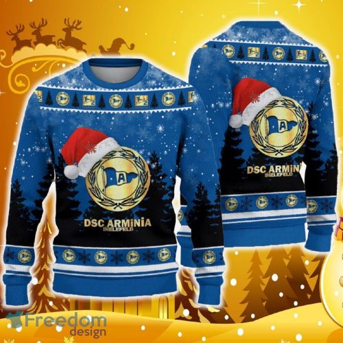 DSC Arminia Bielefeld Ugly Christmas Sweater Santa Hat Logo Tree Gift For Men And Women - DSC Arminia Bielefeld Ugly Christmas Sweater Santa Hat Logo Tree Gift For Men And Women