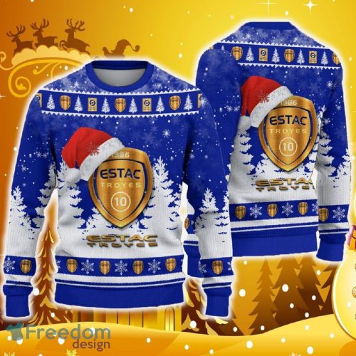 ESTAC Troyes Ugly Christmas Sweater Santa Hat Logo Tree Gift For Men And Women