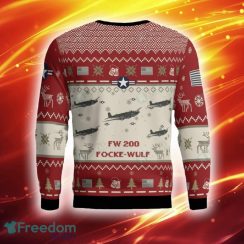 Focke Wulf Fw 200 Aircraft Ugly Sweater Red Hot Trending 2023 Gift For Veteran Christmas - Focke Wulf Fw 200 Aircraft Ugly Sweater Red Photo 3