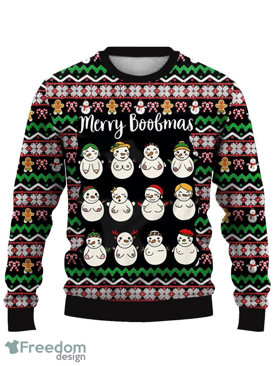 Fun Christmas Boobs Print Crew Neck Ugly Christmas Sweater For Men And  Women - Freedomdesign