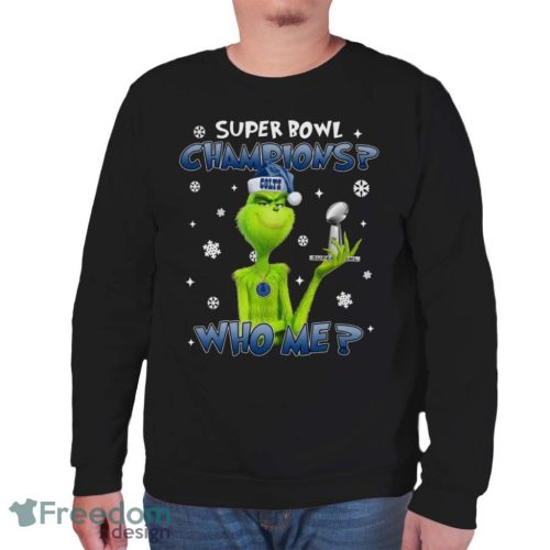 Grinch Who Me Super Bowl Champions Indianapolis Colts T-Shirt Product Photo 5