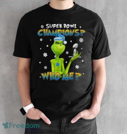 Grinch Who Me Super Bowl Champions Los Angeles Chargers T-Shirt Product Photo 2