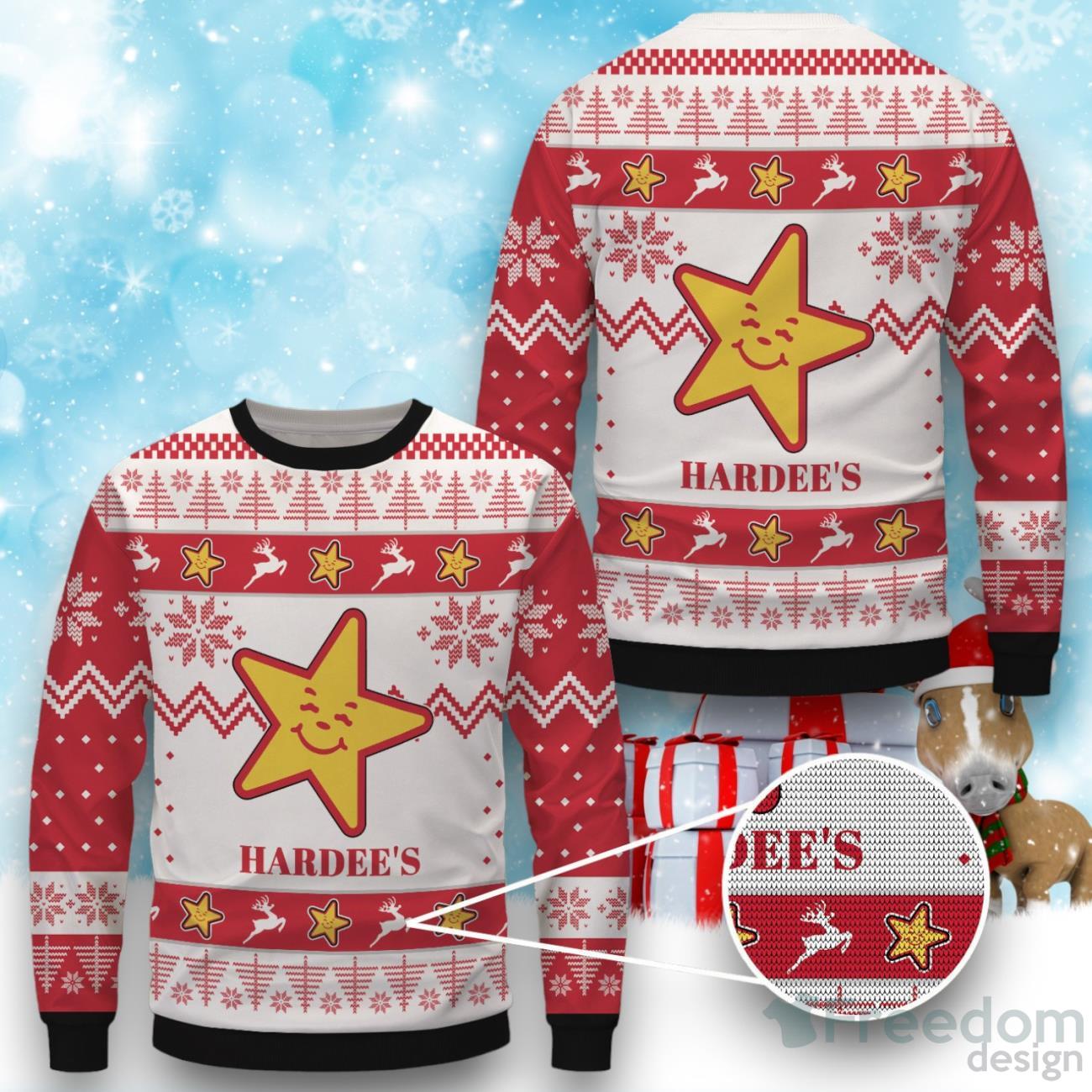 Hardee’s Ugly Christmas Sweater, Xmas Gift Ideas For Fans Product Photo 1