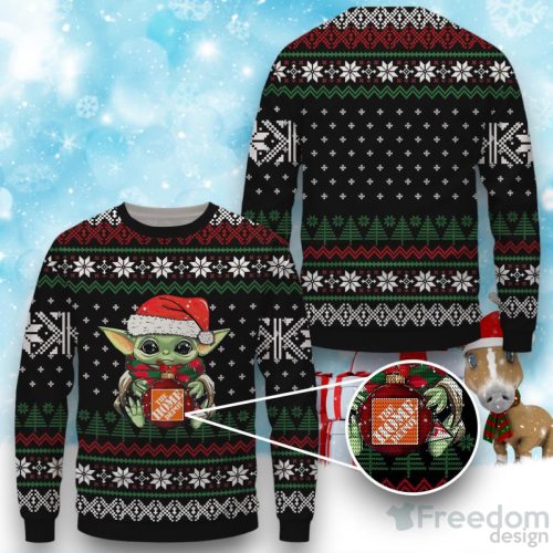 Home Depot Baby Yoda Ugly Christmas Sweater, Xmas Gift Ideas For Fans Product Photo 1