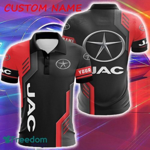 JAC Logo Tractor Truck Polka Dot Pattern 3D Polo Shirt Custom Name - JAC Logo Tractor Truck Polka Dot Pattern 3D Polo Shirt Custom Name