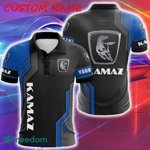 Kamaz Logo Tractor Truck Polka Dot Pattern 3D Polo Shirt Custom Name - Kamaz Logo Tractor Truck Polka Dot Pattern 3D Polo Shirt Custom Name