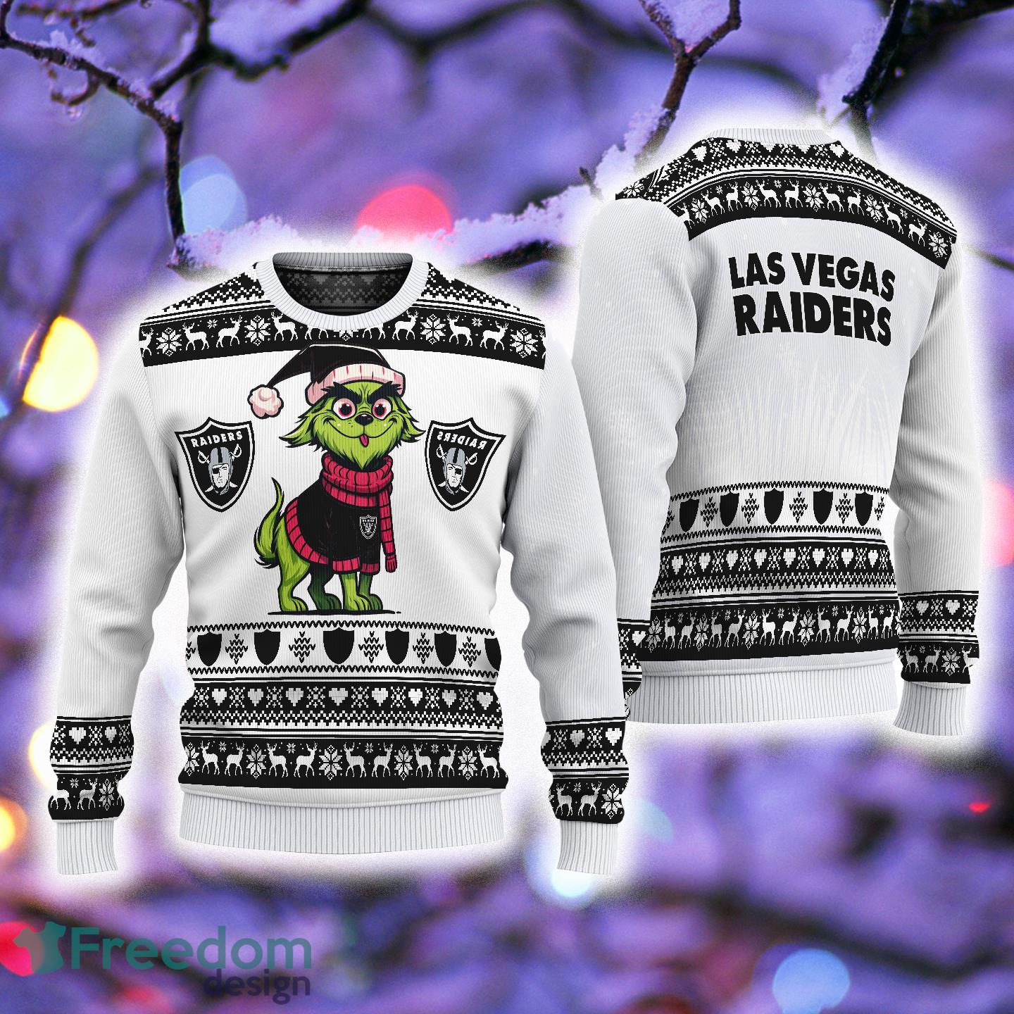 Las Vegas Raiders Dog Family Holiday Ugly Sweater, Size: L