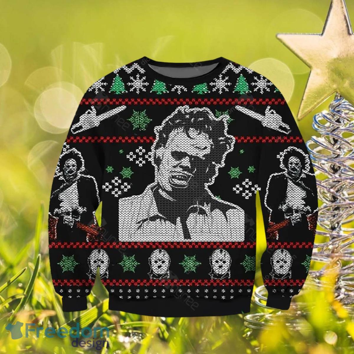 Leatherface Symbol Ugly Christmas Sweater Unique Gift For Men Women image Leatherface Symbol Ugly Christmas Sweater Unique Gift For Men Women Product Photo 1