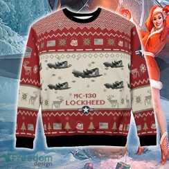 Lockheed MC-130 Combat Talon II MC130E MC130J MC130H Aircraft Christmas Sweater Red For Men And Women - Lockheed MC-130 Combat Talon II MC130E MC130J MC130H Aircraft Ugly Sweater Red Gift For Christmas Photo 6