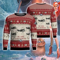 Lockheed MC-130 Combat Talon II MC130E MC130J MC130H Aircraft Christmas Sweater Red For Men And Women - Lockheed MC-130 Combat Talon II MC130E MC130J MC130H Aircraft Ugly Sweater Red Gift For Christmas Photo 1