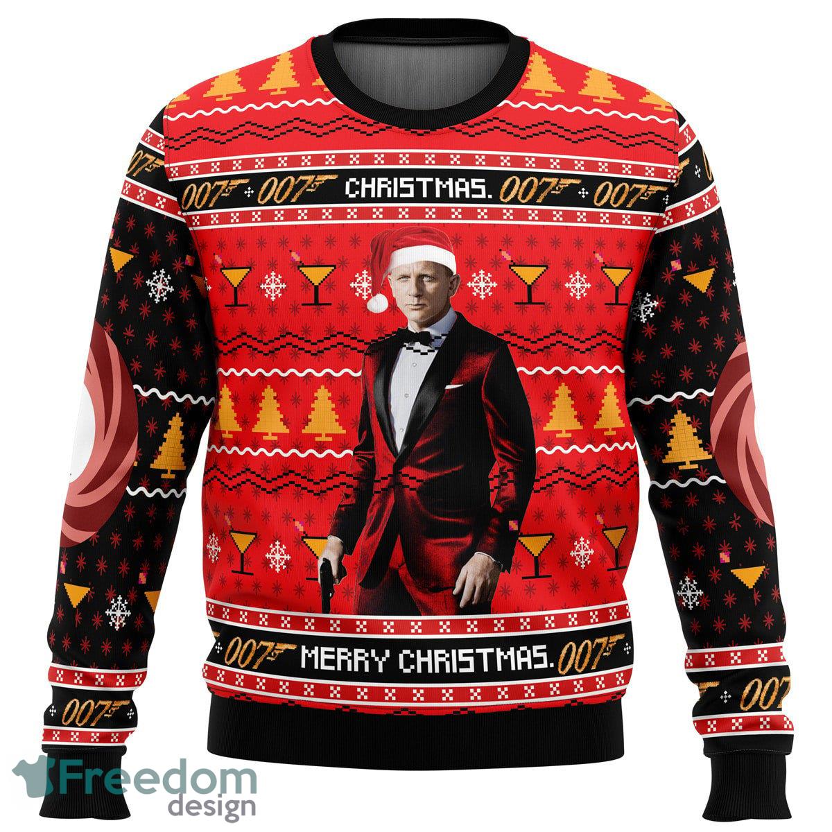 , Merry 007 James Bond Sweater Xmas Funny All Over Print Gift For Fans Ugly Christmas image , Merry 007 James Bond Sweater Xmas Funny All Over Print Gift For Fans Ugly Christmas - Christmas, Merry Christmas 007 James Bond Ugly Christmas Sweater_1