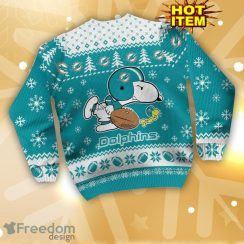 Miami Dolphins Logos American Football Snoopy Dog Ugly Christmas Sweater Funny Christmas Gift For Sport Fans
