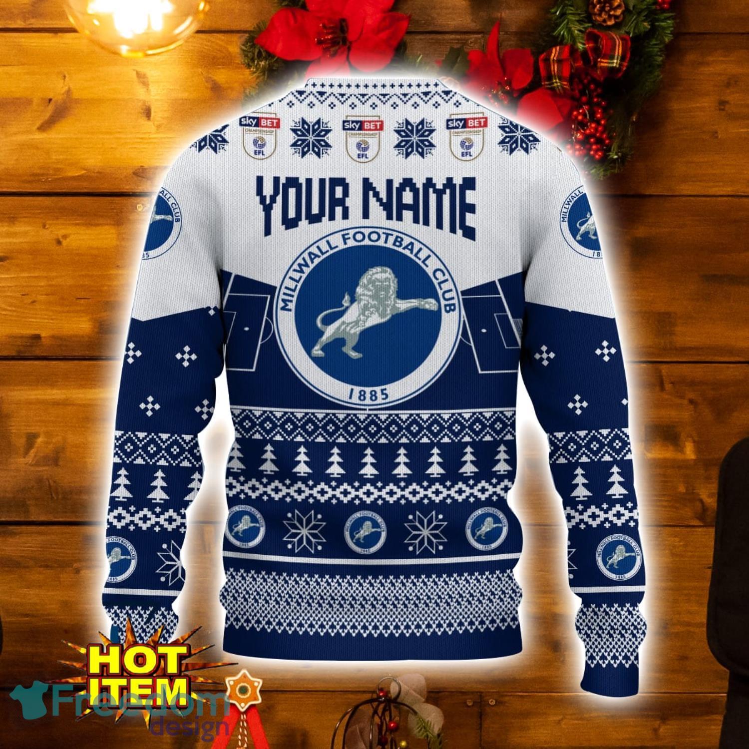 Millwall FC Logo Santa Hat Forest Snow Ugly Christmas Sweater Gift -  Banantees