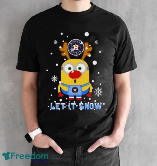 Minion Houston Astros Ugly Christmas Gift Let It Snow T-Shirt - Black Unisex T-Shirt