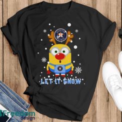 Minion Houston Astros Ugly Christmas Gift Let It Snow T-Shirt - Black T-Shirt