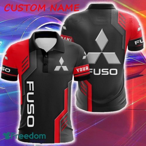 Mitsubishi Fuso Logo Tractor Truck Polka Dot Pattern 3D Polo Shirt Custom Name - Mitsubishi Fuso Logo Tractor Truck Polka Dot Pattern 3D Polo Shirt Custom Name