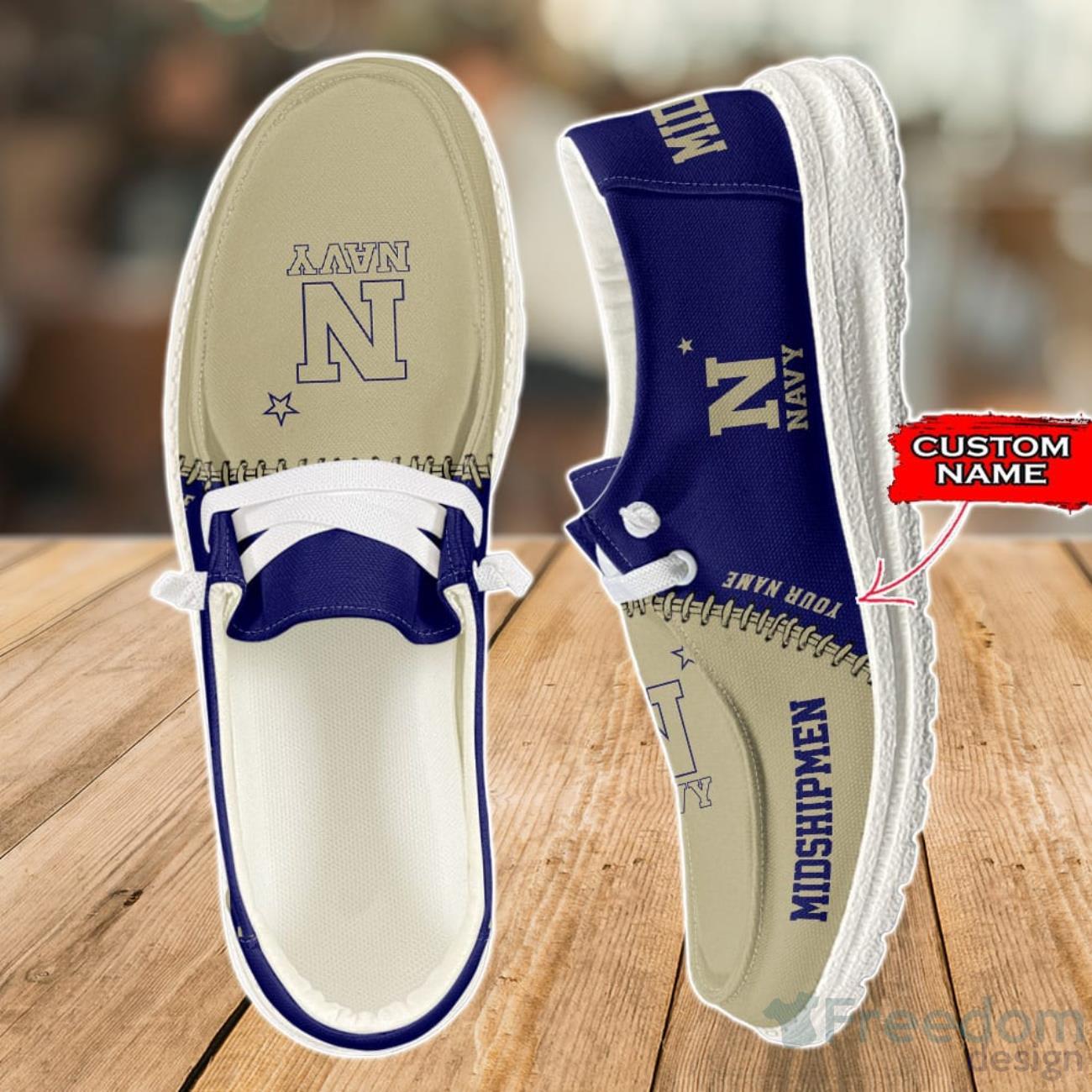 Navy Midshipmen Loafer Shoes Custom Name For Men Women Product Photo 1