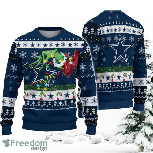 NFL Dallas Cowboys Grinch Hand Logo Christmas Ugly Sweater - NFL Dallas Cowboys Grinch Hand Logo Christmas Ugly Sweater