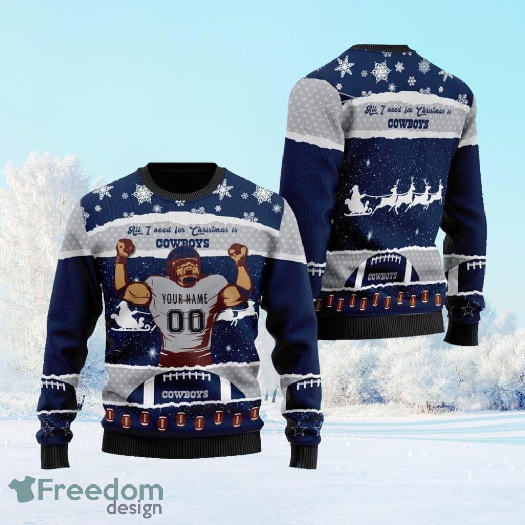 Personalized NFL Dallas Cowboys All I Need For Christmas Ugly Christmas Sweater Perfect Gift Product Photo 1